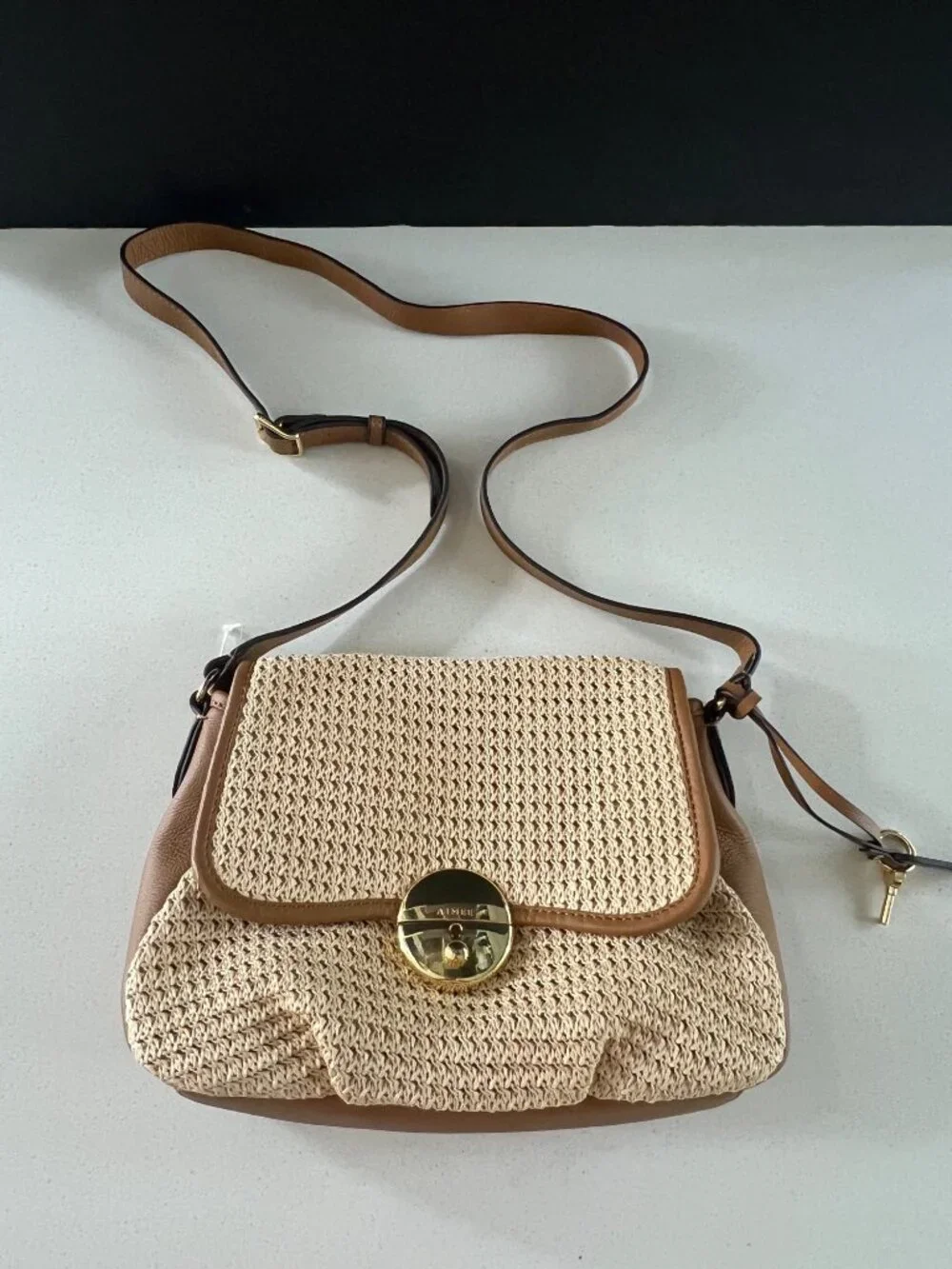 AIMEE Cannes Flap Crossbody Bag beige Raffia Canyon